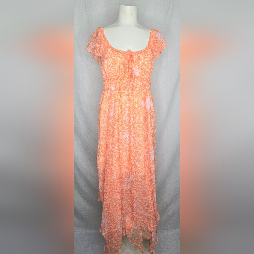Dizzy‎ Lizzy Coral Floral Asymmetrical Maxi Resort Dress Size M NWOT